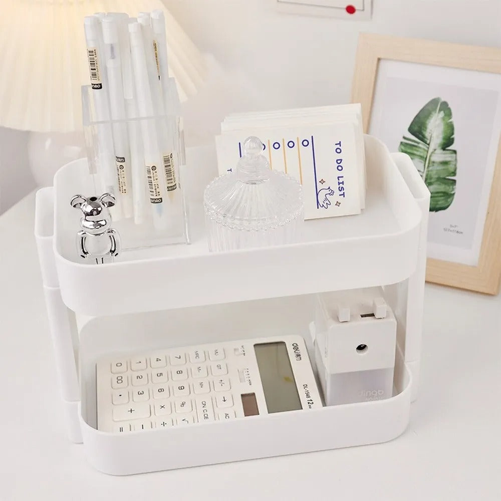 White Rounded Desktop Storage Shelf