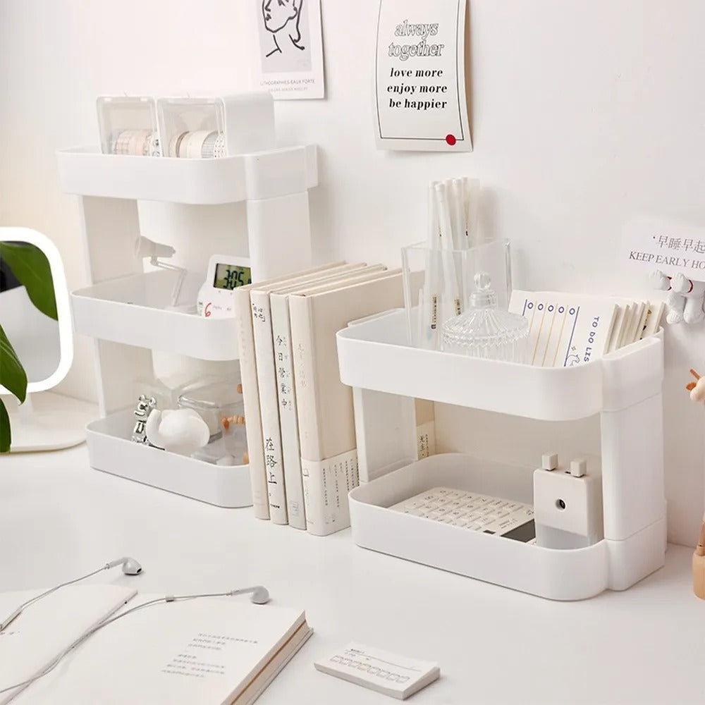 White Rounded Desktop Storage Shelf