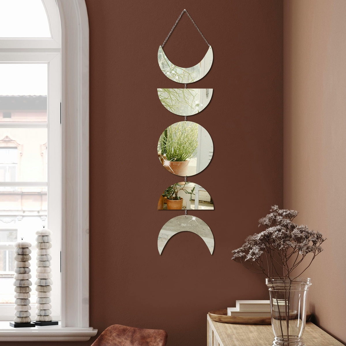 Acrylic Moon Phase Mirror Wall Hanging