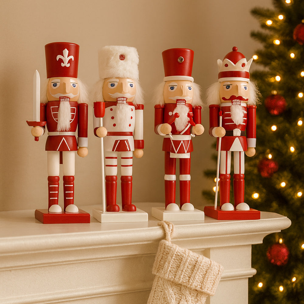 Wooden Nutcracker Figurines, Set of 4, 24 cm