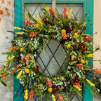 Spring Floral Door Wreath with Artificial Flowers — product view 3