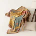World Map Cotton Throw Blanket with Fringed Edges - product view 3