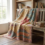 World Map Cotton Throw Blanket with Fringed Edges - product view 2