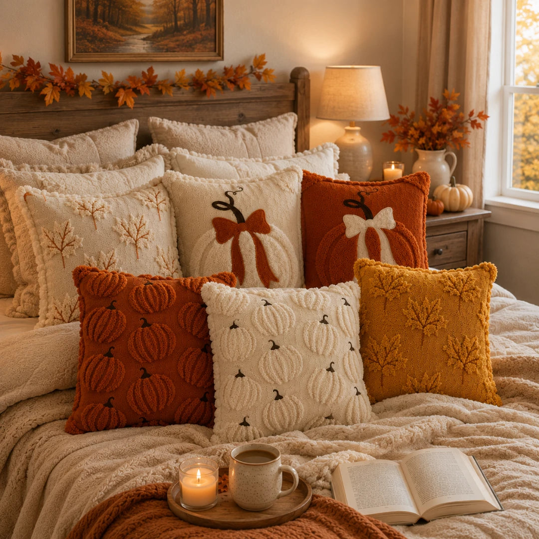 Tufted Pumpkin Cushion Cover, Chenille Autumn Décor, 45 cm - product view 19