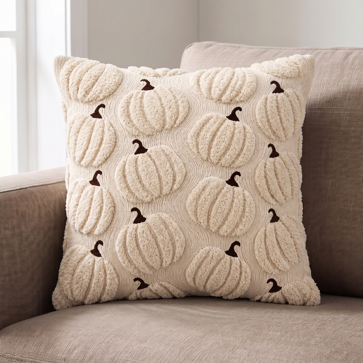 Tufted Pumpkin Cushion Cover, Chenille Autumn Décor, 45 cm - product view 6